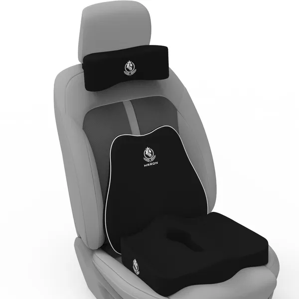 MRRON_Memory_Foam_Car_Seat_Cushion_Set_�_Lumbar_Back_Support,_Coccyx_Seat_Pad_&_Neck_Pillow_�_Ergonomic_Pain_Relief_for_Back,_Tailbone,_Sciatica_�_Ideal_for_Driving,_Office_&_Travel.