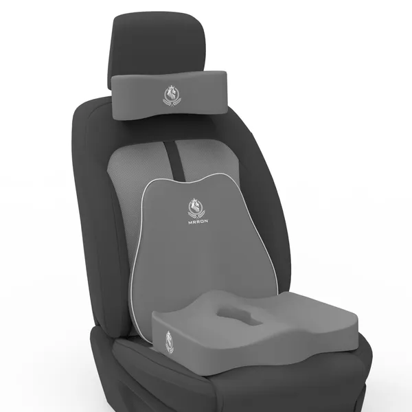 MRRON_Memory_Foam_Car_Seat_Cushion_Set_�_Lumbar_Back_Support,_Coccyx_Seat_Pad_&_Neck_Pillow_�_Ergonomic_Pain_Relief_for_Back,_Tailbone,_Sciatica_�_Ideal_for_Driving,_Office_&_Travel.