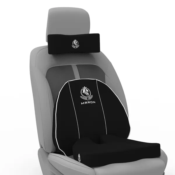 MRRON_Memory_Foam_Car_Seat_Cushion_Set_�_Lumbar_Back_Support,_Coccyx_Seat_Pad_&_Neck_Pillow_�_Ergonomic_Pain_Relief_for_Back,_Tailbone,_Sciatica_�_Ideal_for_Driving,_Office_&_Travel.