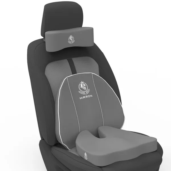 MRRON_Memory_Foam_Car_Seat_Cushion_Set_�_Lumbar_Back_Support,_Coccyx_Seat_Pad_&_Neck_Pillow_�_Ergonomic_Pain_Relief_for_Back,_Tailbone,_Sciatica_�_Ideal_for_Driving,_Office_&_Travel.