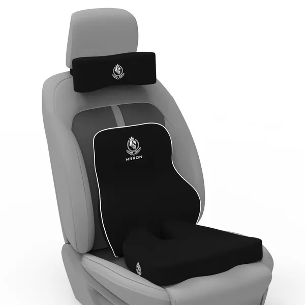 MRRON_Memory_Foam_Car_Seat_Cushion_Set_�_Lumbar_Back_Support,_Coccyx_Seat_Pad_&_Neck_Pillow_�_Ergonomic_Pain_Relief_for_Back,_Tailbone,_Sciatica_�_Ideal_for_Driving,_Office_&_Travel.