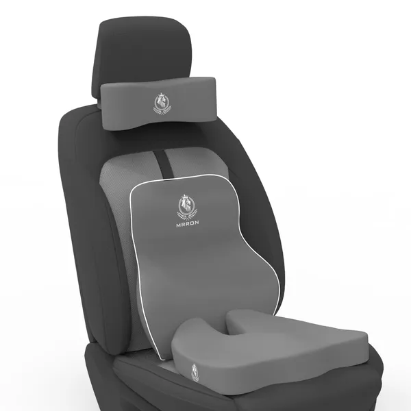 MRRON_Memory_Foam_Car_Seat_Cushion_Set_�_Lumbar_Back_Support,_Coccyx_Seat_Pad_&_Neck_Pillow_�_Ergonomic_Pain_Relief_for_Back,_Tailbone,_Sciatica_�_Ideal_for_Driving,_Office_&_Travel.