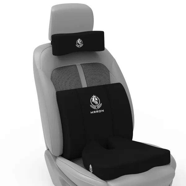 MRRON_Memory_Foam_Car_Seat_Cushion_Set_�_Lumbar_Back_Support,_Coccyx_Seat_Pad_&_Neck_Pillow_�_Ergonomic_Pain_Relief_for_Back,_Tailbone,_Sciatica_�_Ideal_for_Driving,_Office_&_Travel.