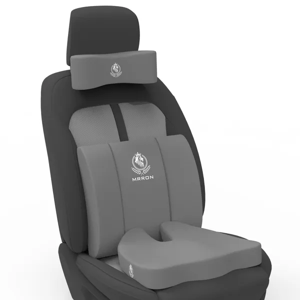 MRRON_Memory_Foam_Car_Seat_Cushion_Set_�_Lumbar_Back_Support,_Coccyx_Seat_Pad_&_Neck_Pillow_�_Ergonomic_Pain_Relief_for_Back,_Tailbone,_Sciatica_�_Ideal_for_Driving,_Office_&_Travel.