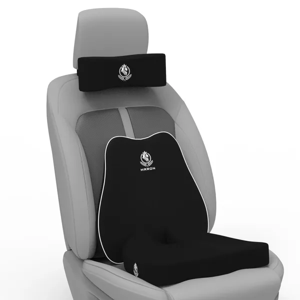 MRRON_Memory_Foam_Car_Seat_Cushion_Set_�_Lumbar_Back_Support,_Coccyx_Seat_Pad_&_Neck_Pillow_�_Ergonomic_Pain_Relief_for_Back,_Tailbone,_Sciatica_�_Ideal_for_Driving,_Office_&_Travel.