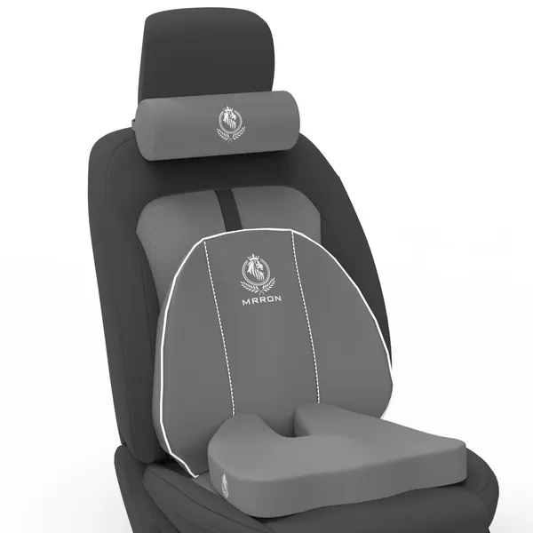 MRRON_Memory_Foam_Car_Seat_Cushion_Set_�_Lumbar_Back_Support,_Coccyx_Seat_Pad_&_Neck_Pillow_�_Ergonomic_Pain_Relief_for_Back,_Tailbone,_Sciatica_�_Ideal_for_Driving,_Office_&_Travel.