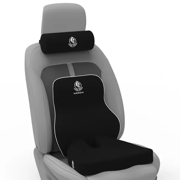 MRRON_Memory_Foam_Car_Seat_Cushion_Set_�_Lumbar_Back_Support,_Coccyx_Seat_Pad_&_Neck_Pillow_�_Ergonomic_Pain_Relief_for_Back,_Tailbone,_Sciatica_�_Ideal_for_Driving,_Office_&_Travel.