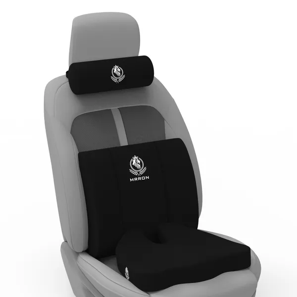MRRON_Memory_Foam_Car_Seat_Cushion_Set_�_Lumbar_Back_Support,_Coccyx_Seat_Pad_&_Neck_Pillow_�_Ergonomic_Pain_Relief_for_Back,_Tailbone,_Sciatica_�_Ideal_for_Driving,_Office_&_Travel.