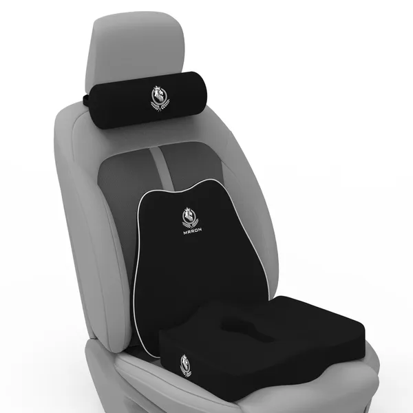 MRRON_Memory_Foam_Car_Seat_Cushion_Set_�_Lumbar_Back_Support,_Coccyx_Seat_Pad_&_Neck_Pillow_�_Ergonomic_Pain_Relief_for_Back,_Tailbone,_Sciatica_�_Ideal_for_Driving,_Office_&_Travel.