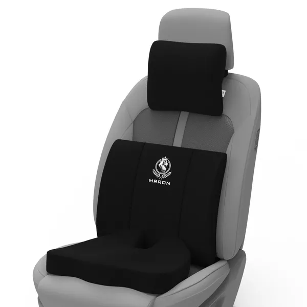 MRRON_Memory_Foam_Car_Seat_Cushion_Set_�_Lumbar_Back_Support,_Coccyx_Seat_Pad_&_Neck_Pillow_�_Ergonomic_Pain_Relief_for_Back,_Tailbone,_Sciatica_�_Ideal_for_Driving,_Office_&_Travel.