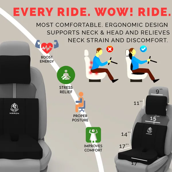 MRRON_Memory_Foam_Car_Seat_Cushion_Set_�_Lumbar_Back_Support,_Coccyx_Seat_Pad_&_Neck_Pillow_�_Ergonomic_Pain_Relief_for_Back,_Tailbone,_Sciatica_�_Ideal_for_Driving,_Office_&_Travel.