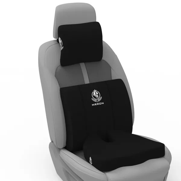 MRRON_Memory_Foam_Car_Seat_Cushion_Set_�_Lumbar_Back_Support,_Coccyx_Seat_Pad_&_Neck_Pillow_�_Ergonomic_Pain_Relief_for_Back,_Tailbone,_Sciatica_�_Ideal_for_Driving,_Office_&_Travel.