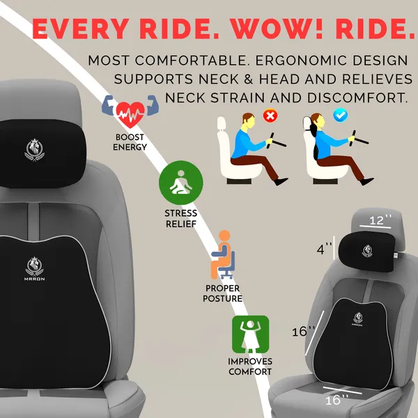 MRRON_Back_Support_Neck_Rest_for_Chair_&_Car_Seat,_Orthopaedic_Lumbar_Support_Memory_Foam_Backrest_Cushion_Designed_for_Back_Pain_Relief_Pillow_for_Comfortable_Sitting