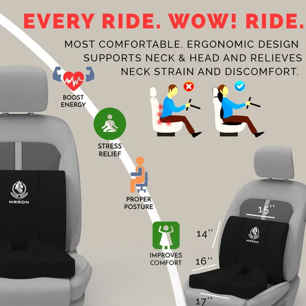 MRRON_Car_Seat_Cushion_�_2-Piece_Set_with_Back_Support_&_Coccyx_Cushion_�_Orthopedic_Support_for_Back,_Tailbone,_Sciatica_Pain_�_Ergonomic_Comfort_for_Car,_Office,_or_Home_Chair