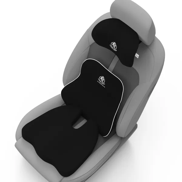MRRON_Memory_Foam_Car_Seat_Cushion_Set_�_Lumbar_Back_Support,_Coccyx_Seat_Pad_&_Neck_Pillow_�_Ergonomic_Pain_Relief_for_Back,_Tailbone,_Sciatica_�_Ideal_for_Driving,_Office_&_Travel.