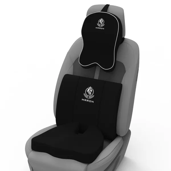 MRRON_Memory_Foam_Car_Seat_Cushion_Set_�_Lumbar_Back_Support,_Coccyx_Seat_Pad_&_Neck_Pillow_�_Ergonomic_Pain_Relief_for_Back,_Tailbone,_Sciatica_�_Ideal_for_Driving,_Office_&_Travel.