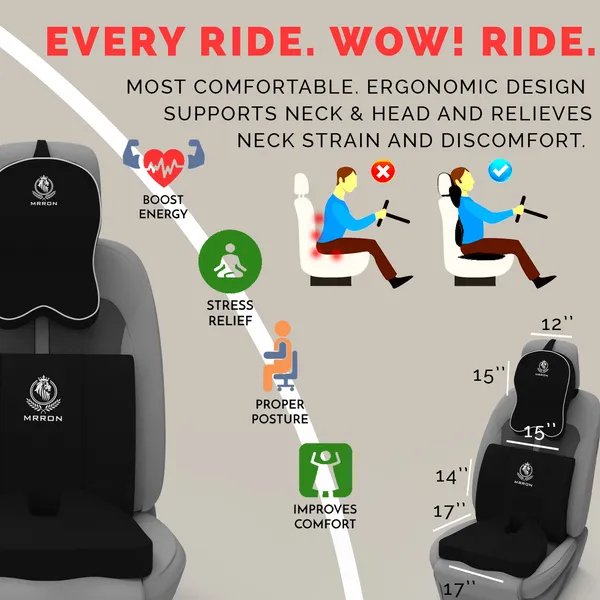 MRRON_Memory_Foam_Car_Seat_Cushion_Set_�_Lumbar_Back_Support,_Coccyx_Seat_Pad_&_Neck_Pillow_�_Ergonomic_Pain_Relief_for_Back,_Tailbone,_Sciatica_�_Ideal_for_Driving,_Office_&_Travel.