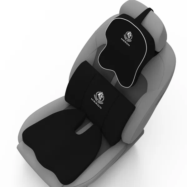 MRRON_Memory_Foam_Car_Seat_Cushion_Set_�_Lumbar_Back_Support,_Coccyx_Seat_Pad_&_Neck_Pillow_�_Ergonomic_Pain_Relief_for_Back,_Tailbone,_Sciatica_�_Ideal_for_Driving,_Office_&_Travel.
