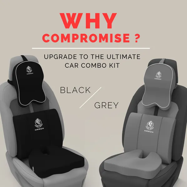 MRRON_Memory_Foam_Car_Seat_Cushion_Set_�_Lumbar_Back_Support,_Coccyx_Seat_Pad_&_Neck_Pillow_�_Ergonomic_Pain_Relief_for_Back,_Tailbone,_Sciatica_�_Ideal_for_Driving,_Office_&_Travel.
