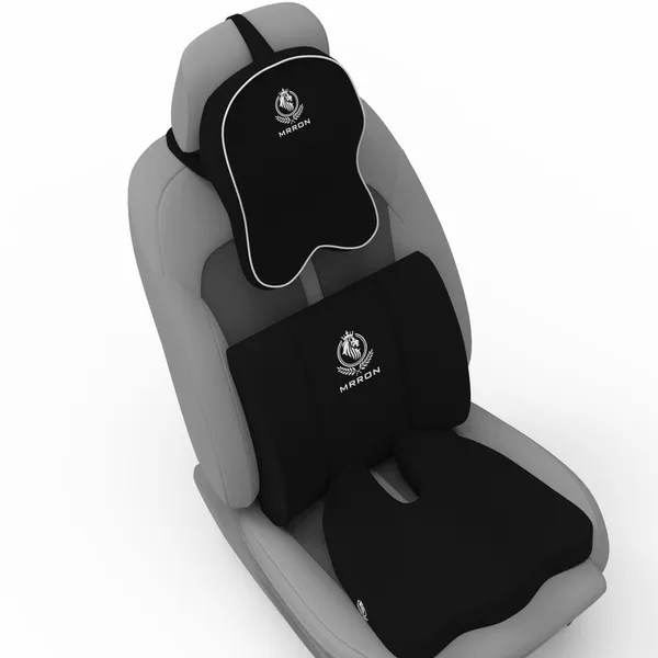 MRRON_Memory_Foam_Car_Seat_Cushion_Set_�_Lumbar_Back_Support,_Coccyx_Seat_Pad_&_Neck_Pillow_�_Ergonomic_Pain_Relief_for_Back,_Tailbone,_Sciatica_�_Ideal_for_Driving,_Office_&_Travel.