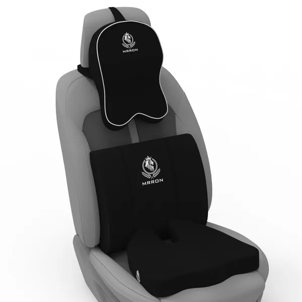 MRRON_Memory_Foam_Car_Seat_Cushion_Set_�_Lumbar_Back_Support,_Coccyx_Seat_Pad_&_Neck_Pillow_�_Ergonomic_Pain_Relief_for_Back,_Tailbone,_Sciatica_�_Ideal_for_Driving,_Office_&_Travel.