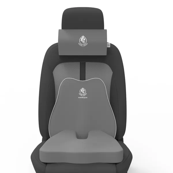 MRRON_Memory_Foam_Car_Seat_Cushion_Set_�_Lumbar_Back_Support,_Coccyx_Seat_Pad_&_Neck_Pillow_�_Ergonomic_Pain_Relief_for_Back,_Tailbone,_Sciatica_�_Ideal_for_Driving,_Office_&_Travel.