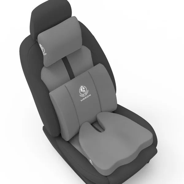 MRRON_Memory_Foam_Car_Seat_Cushion_Set_�_Lumbar_Back_Support,_Coccyx_Seat_Pad_&_Neck_Pillow_�_Ergonomic_Pain_Relief_for_Back,_Tailbone,_Sciatica_�_Ideal_for_Driving,_Office_&_Travel.