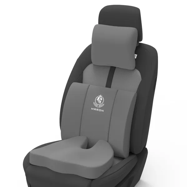 MRRON_Memory_Foam_Car_Seat_Cushion_Set_�_Lumbar_Back_Support,_Coccyx_Seat_Pad_&_Neck_Pillow_�_Ergonomic_Pain_Relief_for_Back,_Tailbone,_Sciatica_�_Ideal_for_Driving,_Office_&_Travel.