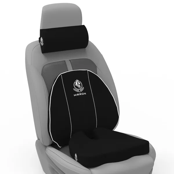 MRRON_Memory_Foam_Car_Seat_Cushion_Set_�_Lumbar_Back_Support,_Coccyx_Seat_Pad_&_Neck_Pillow_�_Ergonomic_Pain_Relief_for_Back,_Tailbone,_Sciatica_�_Ideal_for_Driving,_Office_&_Travel.