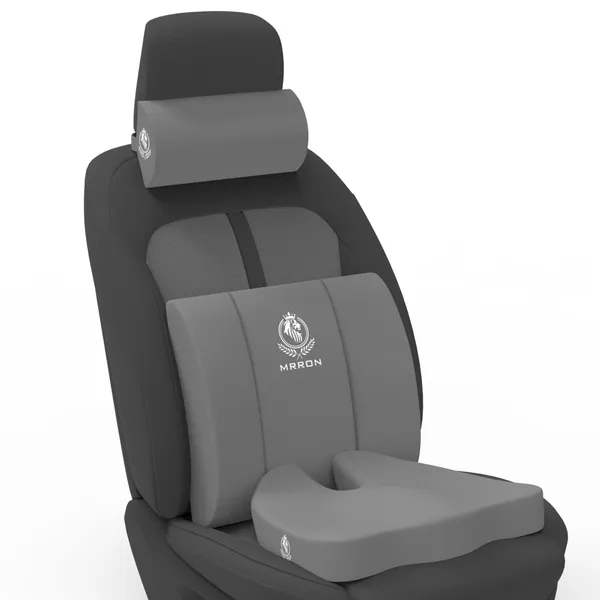 MRRON_Memory_Foam_Car_Seat_Cushion_Set_�_Lumbar_Back_Support,_Coccyx_Seat_Pad_&_Neck_Pillow_�_Ergonomic_Pain_Relief_for_Back,_Tailbone,_Sciatica_�_Ideal_for_Driving,_Office_&_Travel.