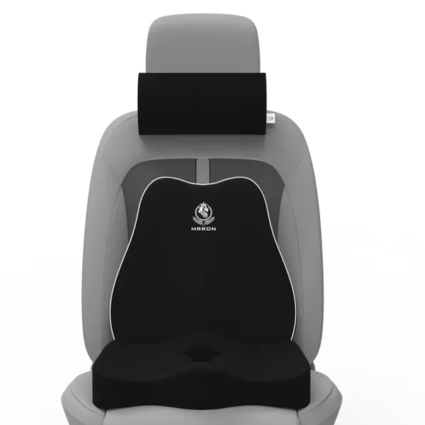 MRRON_Memory_Foam_Car_Seat_Cushion_Set_�_Lumbar_Back_Support,_Coccyx_Seat_Pad_&_Neck_Pillow_�_Ergonomic_Pain_Relief_for_Back,_Tailbone,_Sciatica_�_Ideal_for_Driving,_Office_&_Travel.
