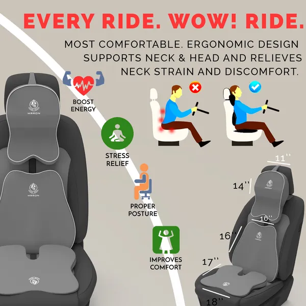 MRRON_Memory_Foam_Car_Seat_Cushion_Combo_–_Backrest,_Seat_Cushion_&_Neckrest_for_Tailbone,_Sciatica_&_Back_Pain_Relief_–_Orthopedic_Support_for_Driving,_Office_Chair.