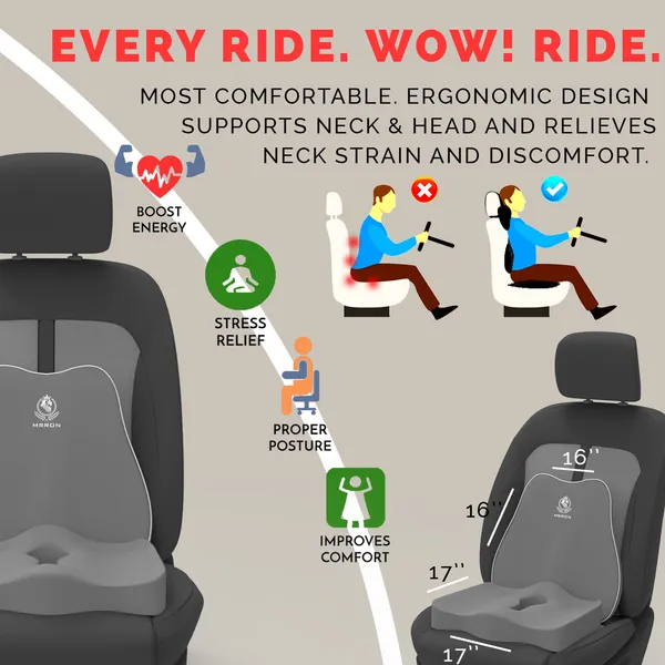 MRRON_Car_Seat_Cushion_�_2-Piece_Set_with_Back_Support_&_Coccyx_Cushion_�_Orthopedic_Support_for_Back,_Tailbone,_Sciatica_Pain_�_Ergonomic_Comfort_for_Car,_Office,_or_Home_Chair