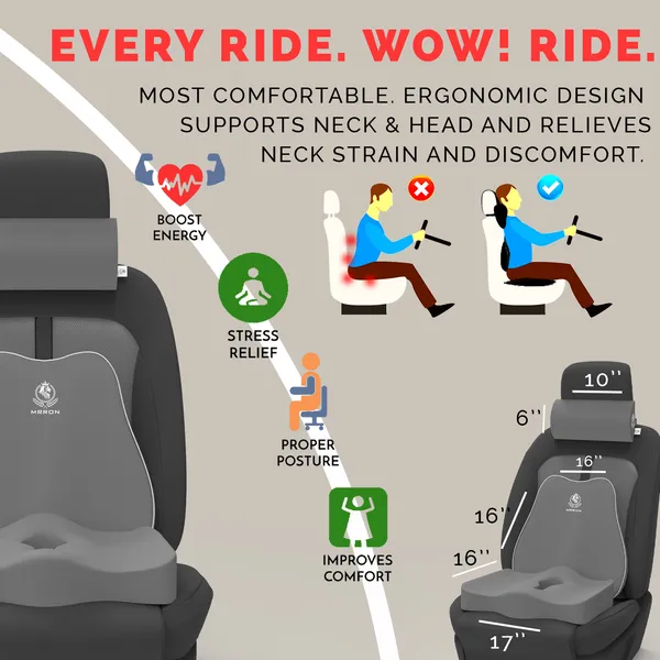 MRRON_Memory_Foam_Car_Seat_Cushion_Set_�_Lumbar_Back_Support,_Coccyx_Seat_Pad_&_Neck_Pillow_�_Ergonomic_Pain_Relief_for_Back,_Tailbone,_Sciatica_�_Ideal_for_Driving,_Office_&_Travel.