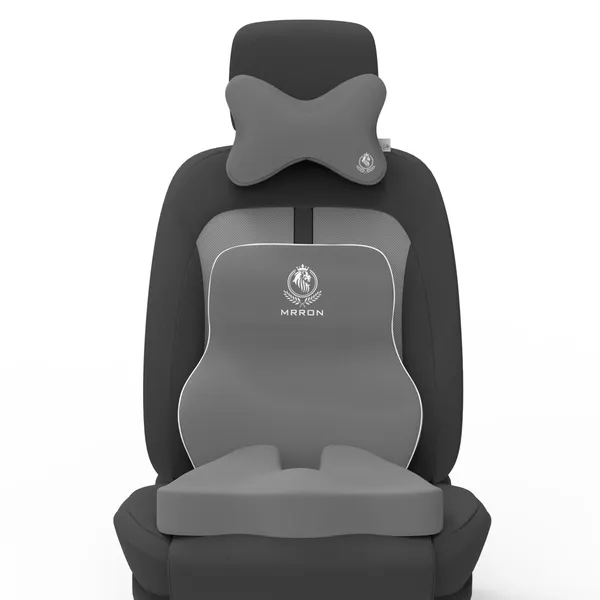 MRRON_Memory_Foam_Car_Seat_Cushion_Set_�_Lumbar_Back_Support,_Coccyx_Seat_Pad_&_Neck_Pillow_�_Ergonomic_Pain_Relief_for_Back,_Tailbone,_Sciatica_�_Ideal_for_Driving,_Office_&_Travel.