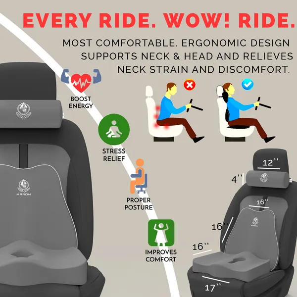MRRON_Memory_Foam_Car_Seat_Cushion_Set_�_Lumbar_Back_Support,_Coccyx_Seat_Pad_&_Neck_Pillow_�_Ergonomic_Pain_Relief_for_Back,_Tailbone,_Sciatica_�_Ideal_for_Driving,_Office_&_Travel.