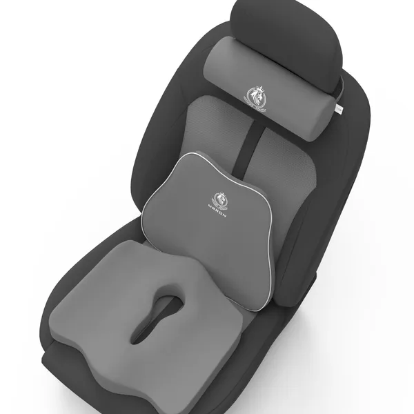 MRRON_Memory_Foam_Car_Seat_Cushion_Set_�_Lumbar_Back_Support,_Coccyx_Seat_Pad_&_Neck_Pillow_�_Ergonomic_Pain_Relief_for_Back,_Tailbone,_Sciatica_�_Ideal_for_Driving,_Office_&_Travel.