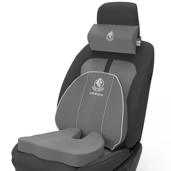 MRRON_Memory_Foam_Car_Seat_Cushion_Set_�_Lumbar_Back_Support,_Coccyx_Seat_Pad_&_Neck_Pillow_�_Ergonomic_Pain_Relief_for_Back,_Tailbone,_Sciatica_�_Ideal_for_Driving,_Office_&_Travel.