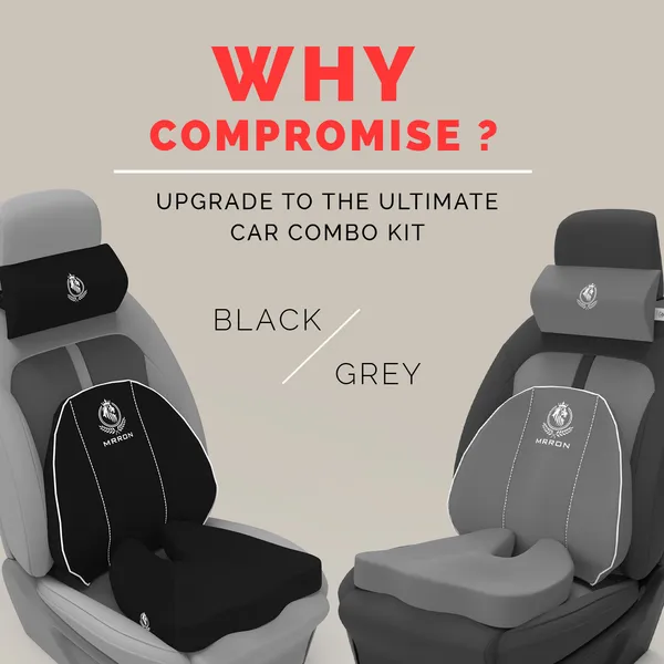 MRRON_Memory_Foam_Car_Seat_Cushion_Set_�_Lumbar_Back_Support,_Coccyx_Seat_Pad_&_Neck_Pillow_�_Ergonomic_Pain_Relief_for_Back,_Tailbone,_Sciatica_�_Ideal_for_Driving,_Office_&_Travel.