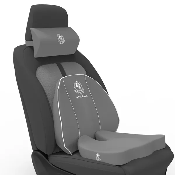 MRRON_Memory_Foam_Car_Seat_Cushion_Set_�_Lumbar_Back_Support,_Coccyx_Seat_Pad_&_Neck_Pillow_�_Ergonomic_Pain_Relief_for_Back,_Tailbone,_Sciatica_�_Ideal_for_Driving,_Office_&_Travel.