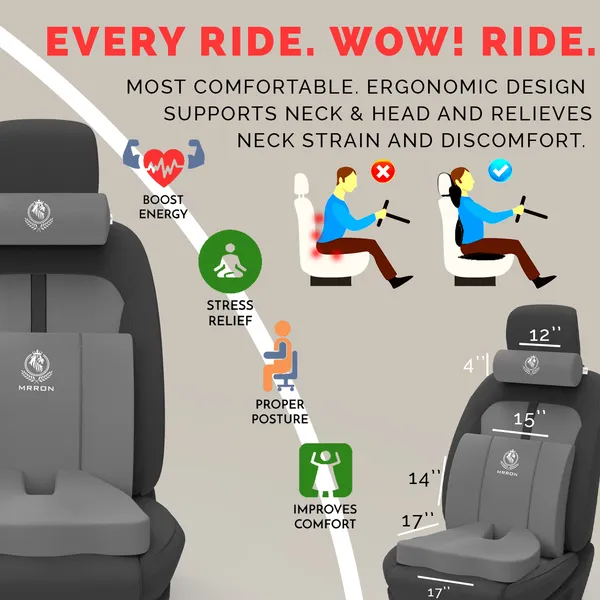 MRRON_Memory_Foam_Car_Seat_Cushion_Set_�_Lumbar_Back_Support,_Coccyx_Seat_Pad_&_Neck_Pillow_�_Ergonomic_Pain_Relief_for_Back,_Tailbone,_Sciatica_�_Ideal_for_Driving,_Office_&_Travel.
