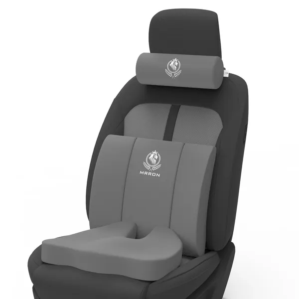 MRRON_Memory_Foam_Car_Seat_Cushion_Set_�_Lumbar_Back_Support,_Coccyx_Seat_Pad_&_Neck_Pillow_�_Ergonomic_Pain_Relief_for_Back,_Tailbone,_Sciatica_�_Ideal_for_Driving,_Office_&_Travel.