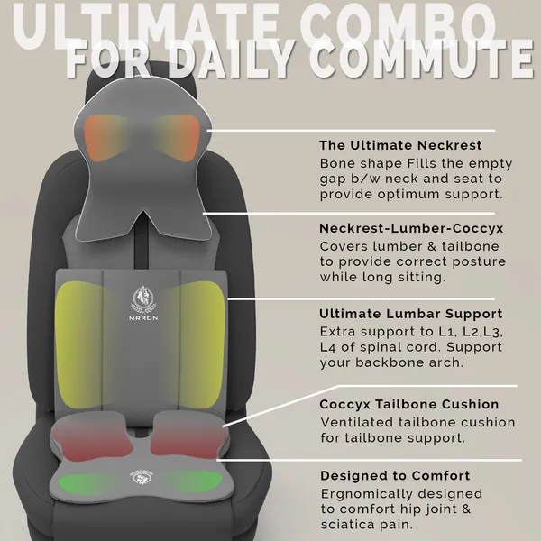 MRRON_Memory_Foam_Car_Seat_Cushion_Combo_–_Backrest,_Seat_Cushion_&_Neckrest_for_Tailbone,_Sciatica_&_Back_Pain_Relief_–_Orthopedic_Support_for_Driving,_Office_Chair.