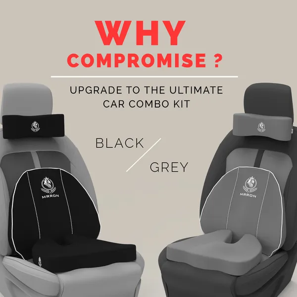 MRRON_Memory_Foam_Car_Seat_Cushion_Set_�_Lumbar_Back_Support,_Coccyx_Seat_Pad_&_Neck_Pillow_�_Ergonomic_Pain_Relief_for_Back,_Tailbone,_Sciatica_�_Ideal_for_Driving,_Office_&_Travel.