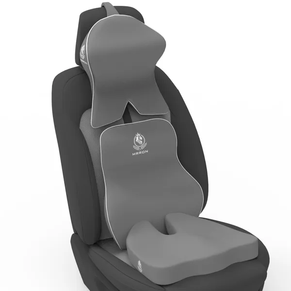 MRRON_Memory_Foam_Car_Seat_Cushion_Set_�_Lumbar_Back_Support,_Coccyx_Seat_Pad_&_Neck_Pillow_�_Ergonomic_Pain_Relief_for_Back,_Tailbone,_Sciatica_�_Ideal_for_Driving,_Office_&_Travel.