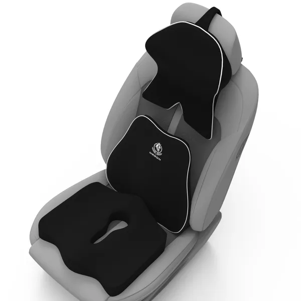 MRRON_Memory_Foam_Car_Seat_Cushion_Set_�_Lumbar_Back_Support,_Coccyx_Seat_Pad_&_Neck_Pillow_�_Ergonomic_Pain_Relief_for_Back,_Tailbone,_Sciatica_�_Ideal_for_Driving,_Office_&_Travel.