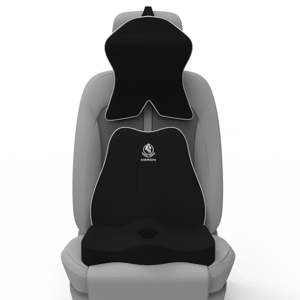 MRRON_Memory_Foam_Car_Seat_Cushion_Set_�_Lumbar_Back_Support,_Coccyx_Seat_Pad_&_Neck_Pillow_�_Ergonomic_Pain_Relief_for_Back,_Tailbone,_Sciatica_�_Ideal_for_Driving,_Office_&_Travel.