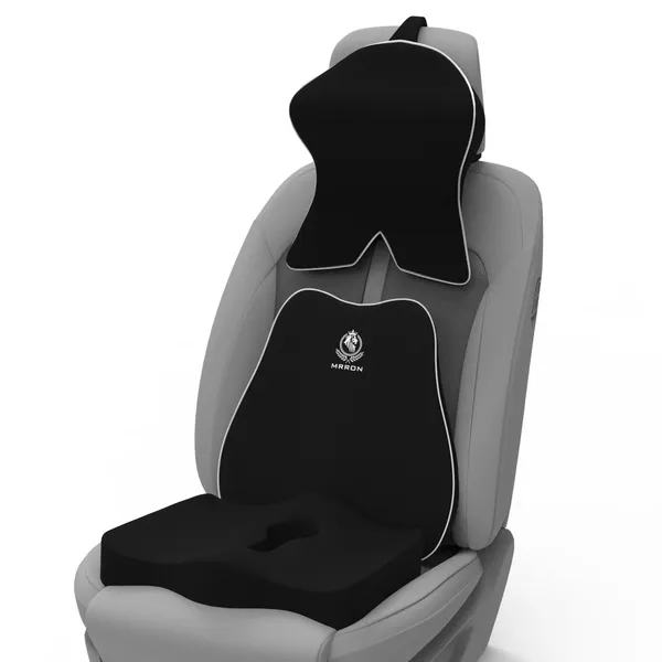 MRRON_Memory_Foam_Car_Seat_Cushion_Set_�_Lumbar_Back_Support,_Coccyx_Seat_Pad_&_Neck_Pillow_�_Ergonomic_Pain_Relief_for_Back,_Tailbone,_Sciatica_�_Ideal_for_Driving,_Office_&_Travel.