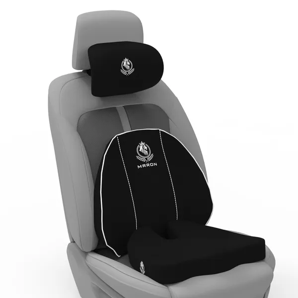 MRRON_Memory_Foam_Car_Seat_Cushion_Set_�_Lumbar_Back_Support,_Coccyx_Seat_Pad_&_Neck_Pillow_�_Ergonomic_Pain_Relief_for_Back,_Tailbone,_Sciatica_�_Ideal_for_Driving,_Office_&_Travel.