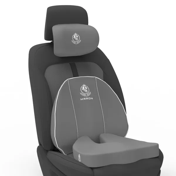 MRRON_Memory_Foam_Car_Seat_Cushion_Set_�_Lumbar_Back_Support,_Coccyx_Seat_Pad_&_Neck_Pillow_�_Ergonomic_Pain_Relief_for_Back,_Tailbone,_Sciatica_�_Ideal_for_Driving,_Office_&_Travel.